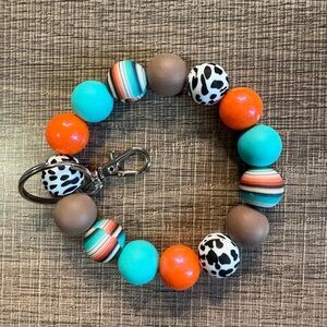 Silicone Colorful Beaded Keychain Bracelet